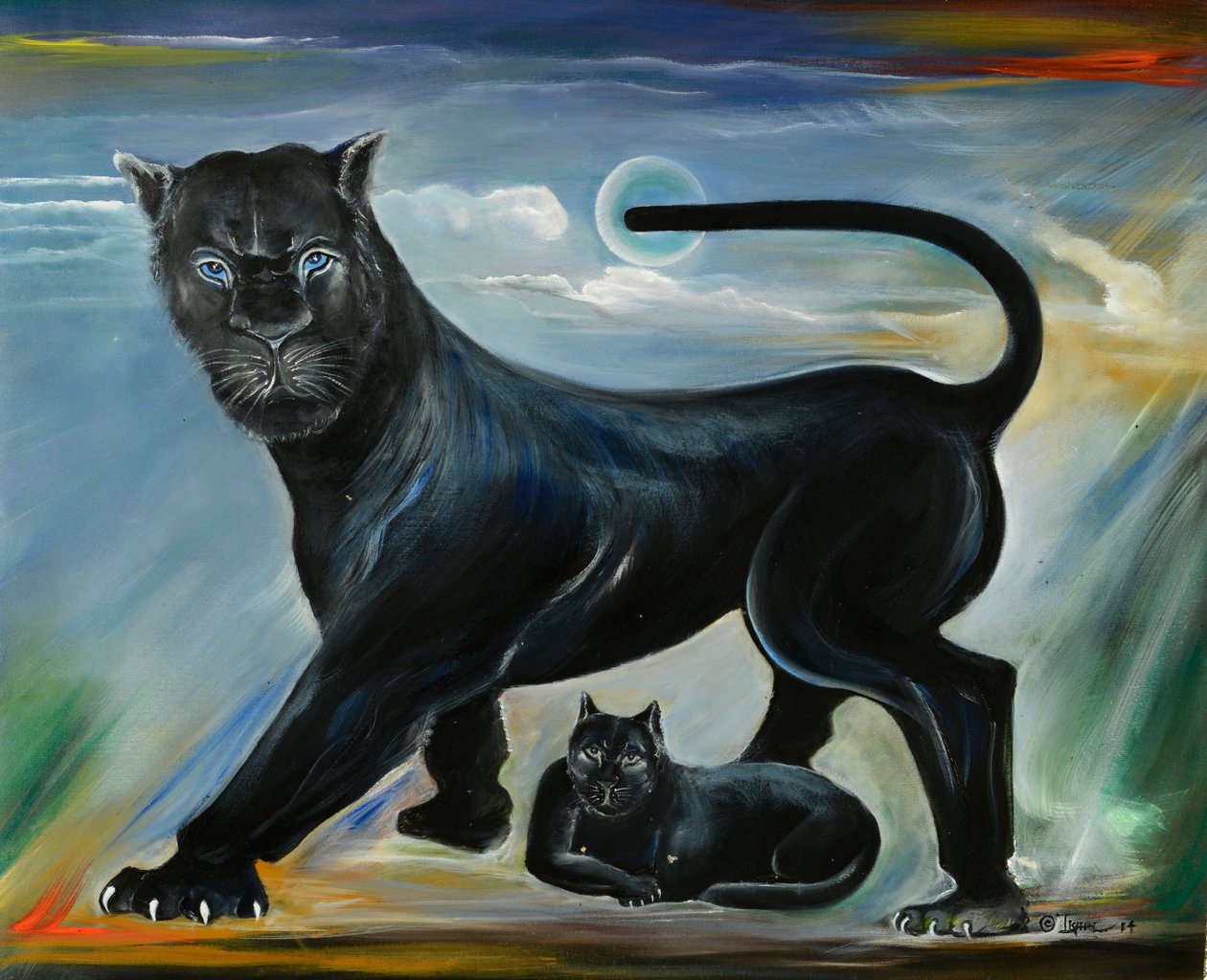 油彩画　黒豹　panthere noire 油彩画 黒豹 panthere noire 油彩画 黒豹 panthere noire Black